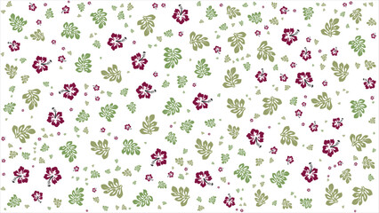 Floral seamless pattern. Red flowers green leaves seamless pattern. Spring seamless decoration. 