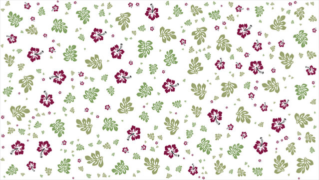 Floral seamless pattern. Red flowers green leaves seamless pattern. Spring seamless decoration. 