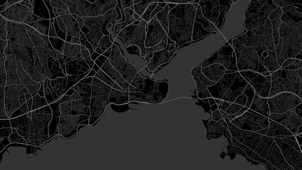 Map of Istanbul city. Urban black and white poster. Road map with metropolitan city area view.