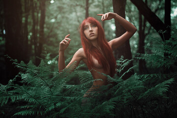 Forest nymph with red hair