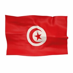 Tunisian flag on a white background 3d-rendering