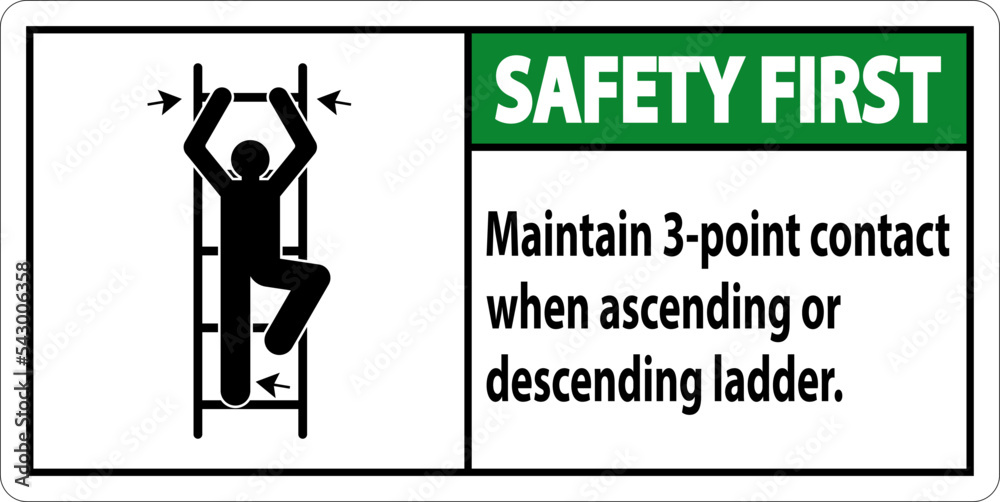 Wall mural Safety First Maintain 3 Point Contact When Ascending Or Descending Ladder