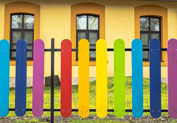 Color fence on school.