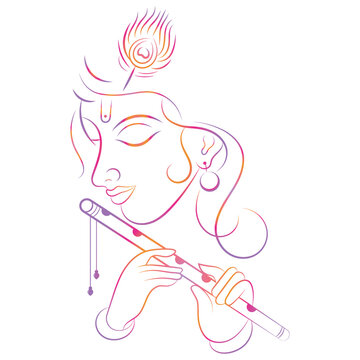 Shri Krishna modern art illustration
