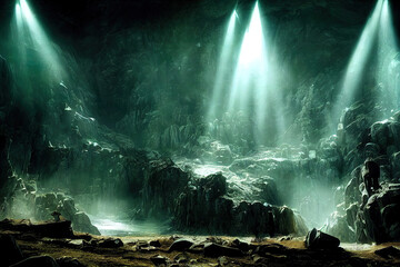 Fototapeta na wymiar light in the cave