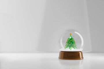 A fir in the Christmas tree globe on white background . 3d illustration.