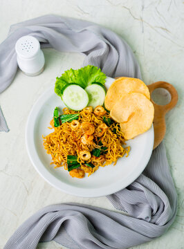 indonesian fried noodles with seafood, or called mie goreng.