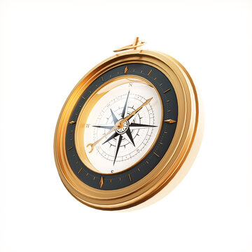 Golden compass. Old gold. 3d render