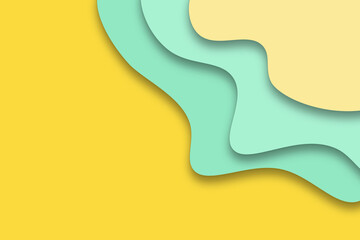 modern pastel green and yellow 3d paper cut background with free space
