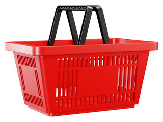 Red shopping basket. Render 3d. PNG