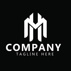 Letter mh or hm initial logo design.