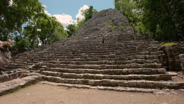 Pyramid of Maya civilization in the Coba city. One of the few pyramids of the Mayan civilization that remained in the city of Coba, the Yucatan Peninsula in Mexico.