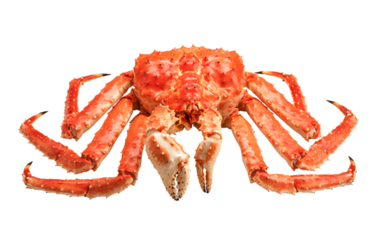 Large red kamchatsky king crab isolated on a transparent background