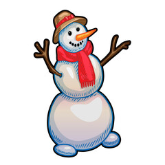 Snowman vector illustration on white background