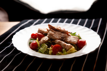 chops and vegetables