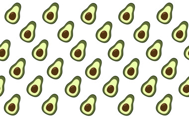 Seamless pattern with avocado. Tropical background with exotic fruit