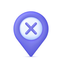 Obraz premium 3D Location pin and cross mark icon. GPS navigator pointer.