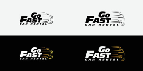 car rental car detail auto lineart logo with bold text