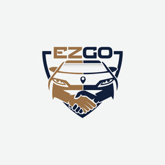 easy go handshake car dealership car ride location map icon logo
