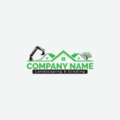 landscaping and grading house roof construction elements vector logo