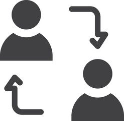 People with exchange arrows, icon, vector.