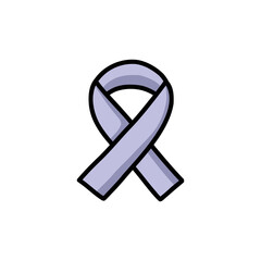 Stomach cancer awareness ribbon doodle icon, vector color line illustration