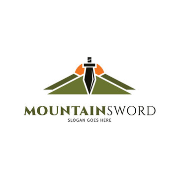 Mountain Sword Icon Vector Logo Template Illustration Design