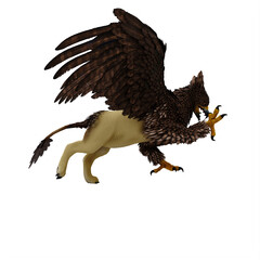 Griffin or griffon a legendary creature with the body of a lion, the head and wings of an eagle
