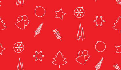 Vector christmas elements seamless pattern outlined icons - 543021957