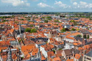 Fototapeta na wymiar Aerial view of Bruges (Brugge) from Belfry, Belgium