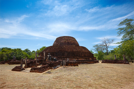Ancient Buddhist dagoba (stupa) Pabula Vihara. Ancient city of Polonnaruwa, Sri Lanka