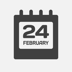 Icon day date 24 February, template calendar page