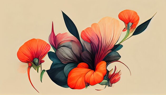 AI-generated image of a painted floral background for wallpapers