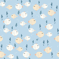 Fish pattern. Designed for baby clothes and bedding and blankets