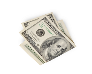 One hundred dollar bills isolated