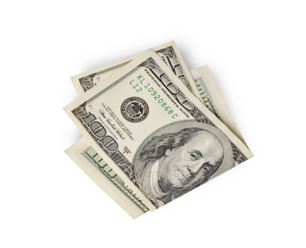 One hundred dollar bills isolated