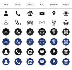 Business card vector icon collection, Business card various icon set