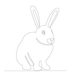 rabbit drawing in one continuous line, isolated, vector