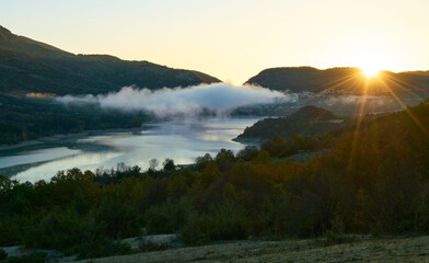 Sunrise at lake Barrea, Abruzzo, Lazio e Molise national park, Italy
