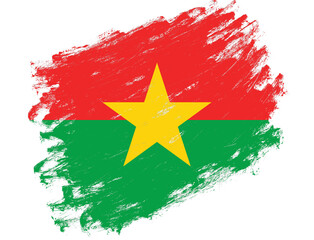 Burkina faso flag painted on a grunge brush stroke white background