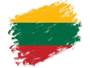 Lithuania flag painted on a grunge brush stroke white background