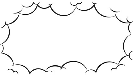 Comic frame background. Cartoon puff cloud frame. Comic book explosion. Boom, pow effect. Explosion with puffs of smoke.