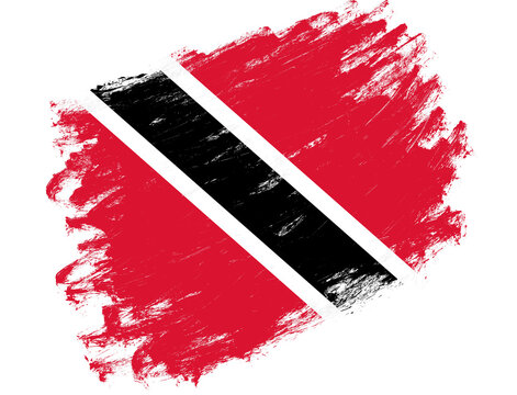 Trinidad and tobago flag painted on a grunge brush stroke white background