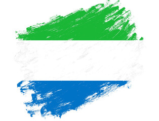 Sierra leone flag painted on a grunge brush stroke white background