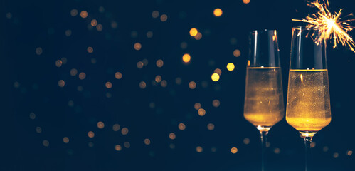 banner Happy New Year. Christmas and New Year holidays background with copy space.