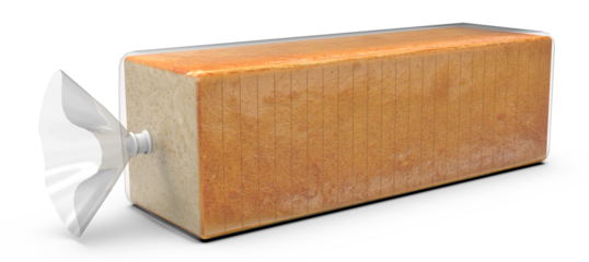 Sliced bread in foil bag packaging isolated on white background high quality details.3d rendering