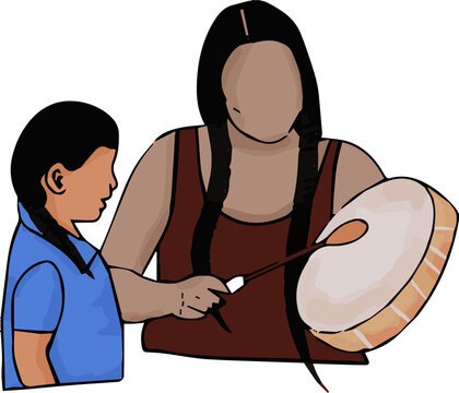 Native Mom and Son Hand drum