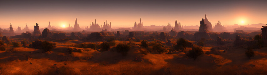 Fototapeta premium Artistic concept painting of a beautiful wilderness mountain landscape, Tender and dreamy design, background illustration