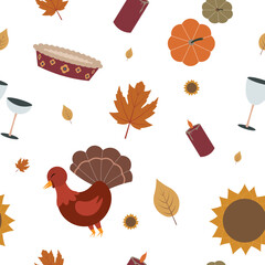 Thanksgiving icons pattern - transparant background