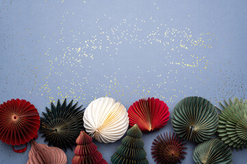 Trendy decorative paper Christmas tree baubles, DIY project, Organic Modern Design, Hanging Festive...